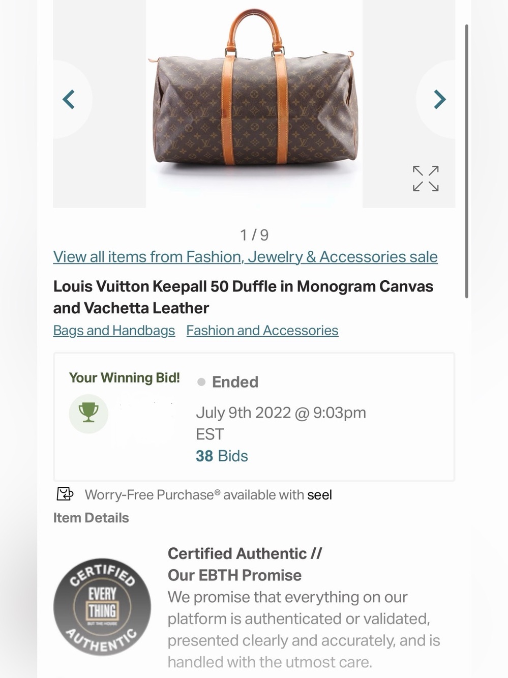 Vintage Louis Vuitton 50 Keepall Travel Duffel - Picture 10 of 10